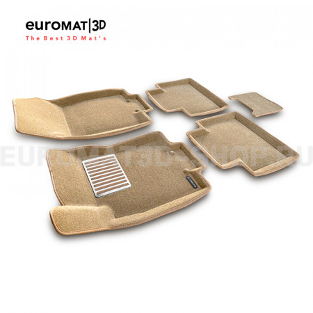 Текстильные 3D коврики Euromat3D Lux в салон для Nissan X-Trail (T32) (2015-2020) № EM3D-003724T Бежевые