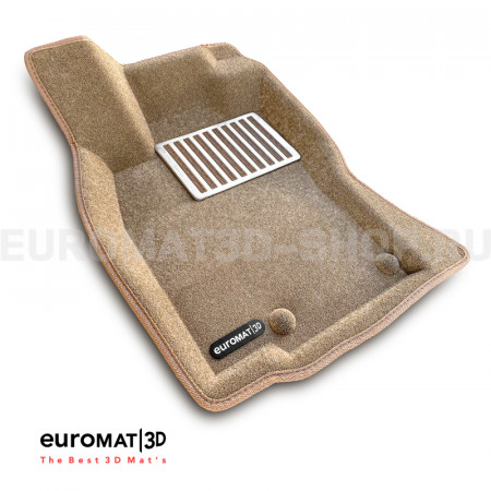 Текстильные 3D коврики Euromat3D Lux в салон для Jaguar XJ (2014-) № EM3D-002754T Бежевые