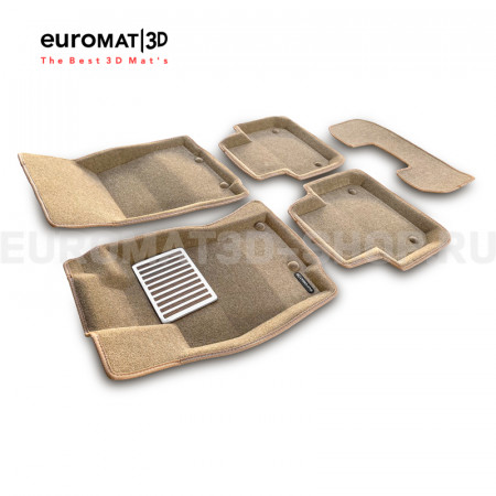 Текстильные 3D коврики Euromat3D Lux в салон для Jaguar XJ (2014-) № EM3D-002754T Бежевые